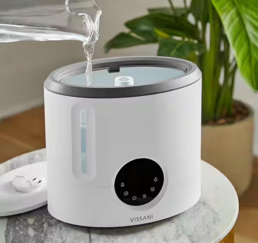 Vissani 2 Gal Humidifier 360 Degree Turning Dual Nozzle Cool & Warm Mist