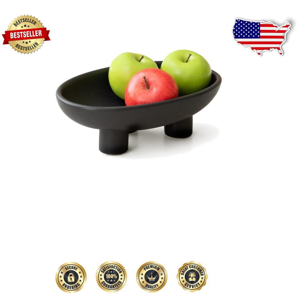 Versatile 10-inch Oval Ceramic Bowl with Black Speckled Finish - Country Style