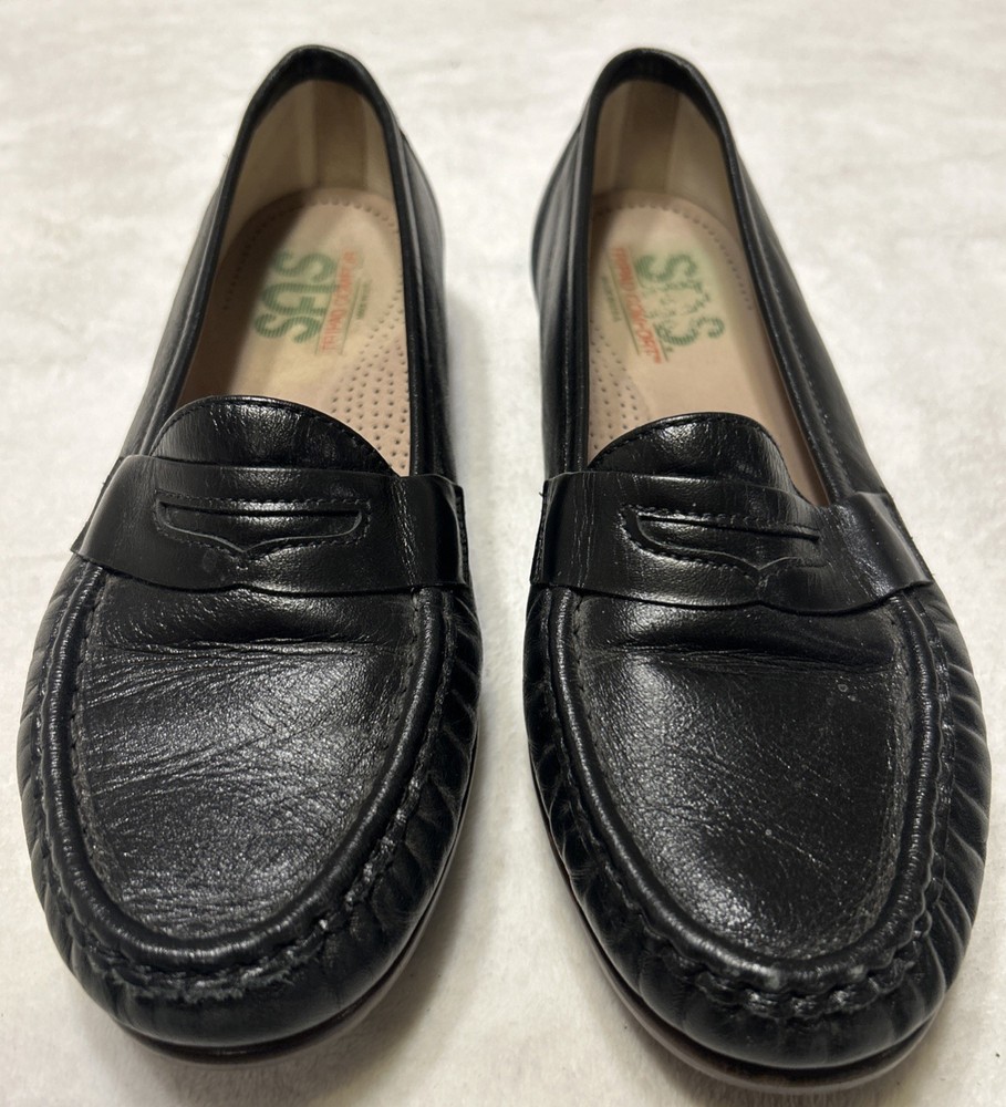 SAS Womens Shoes Size 8.5 W Black Metro Flats Loafer Tripad Comfort Slip On