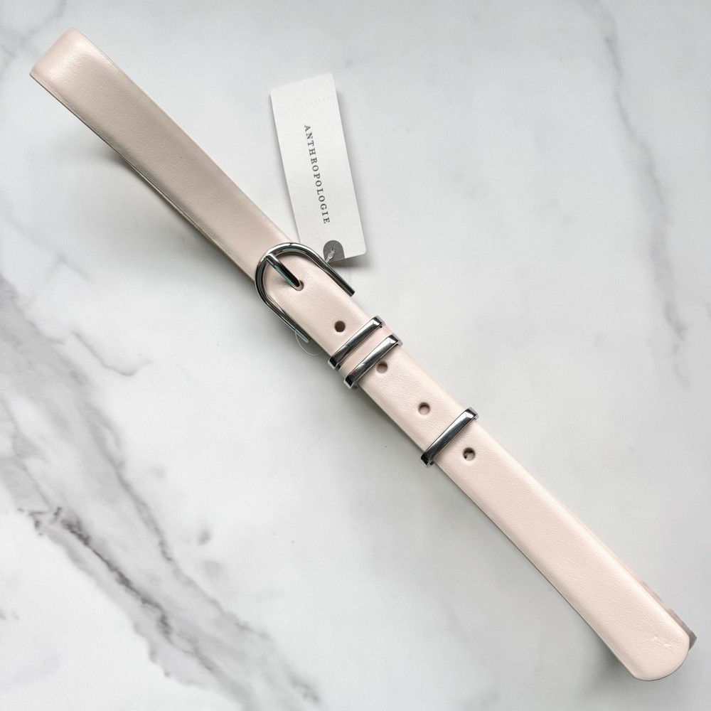 Anthropologie By Anthropologie Basic Keeper Belt Creme/Silver Size S/M/L/XL