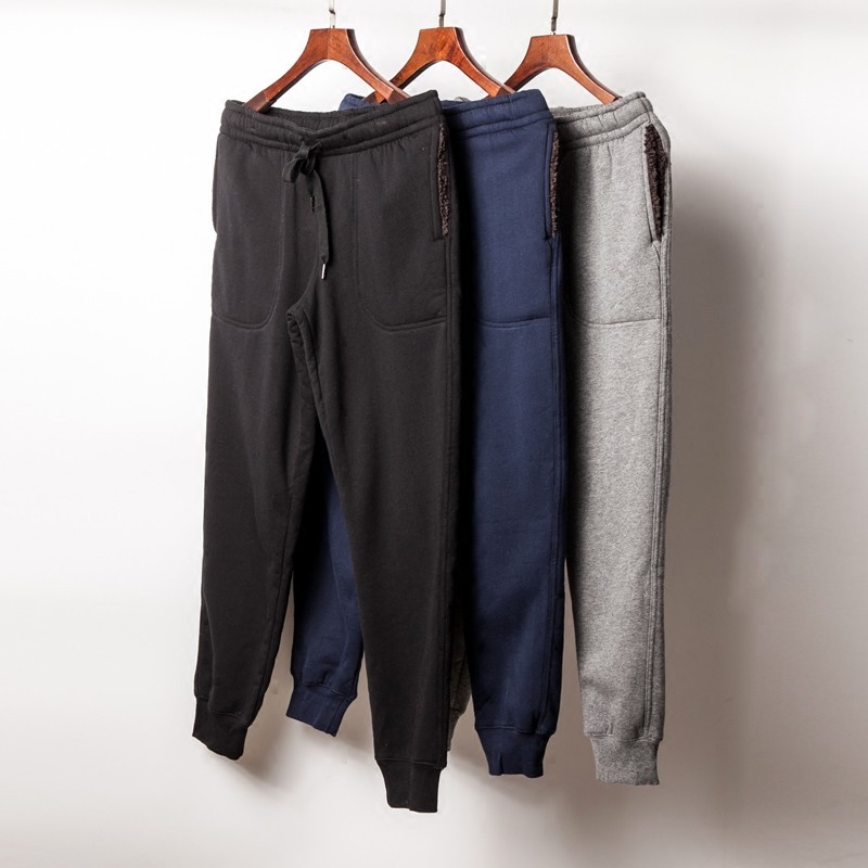 Winter Men Sport Harem Pants Joggers Trousers Thicken Sherpa Lining Fleece Warm