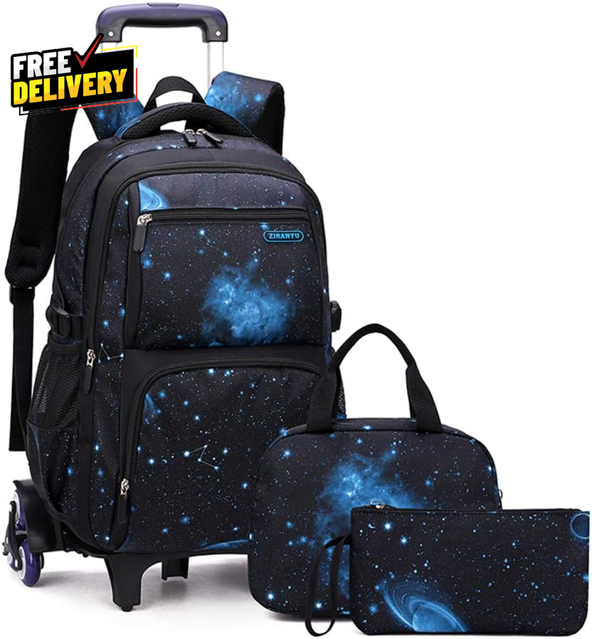 Primary Junior High Boys Rolling Backpacks Wheeled Bags Trolley School Bags T...