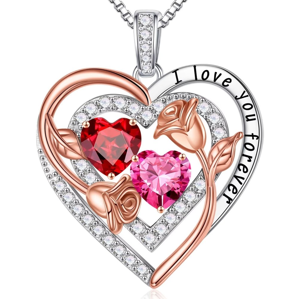 Gifts for Women - Gifts for Her, Birthstone Necklace for Women, Garnet Pink S...