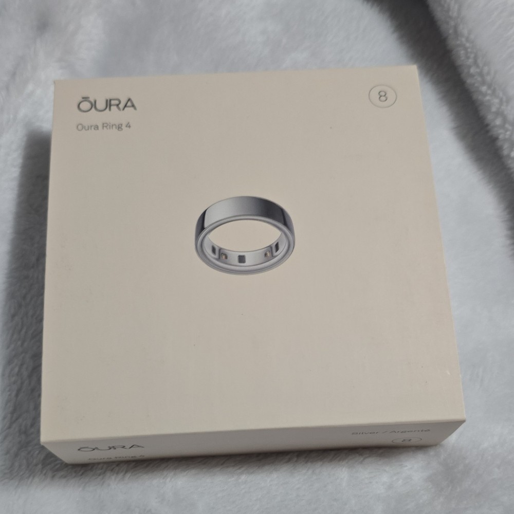 Oura Ring 4 Silver Size 8 Activity Tracker Bluetooth for Android iOS