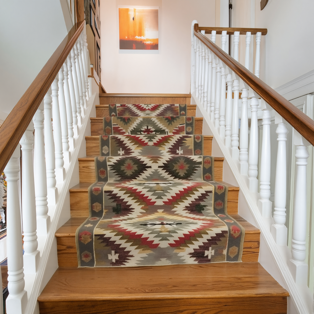 Vintage Handwoven Wool Jute Kilim Runner Rug for Stairs or Home Decor
