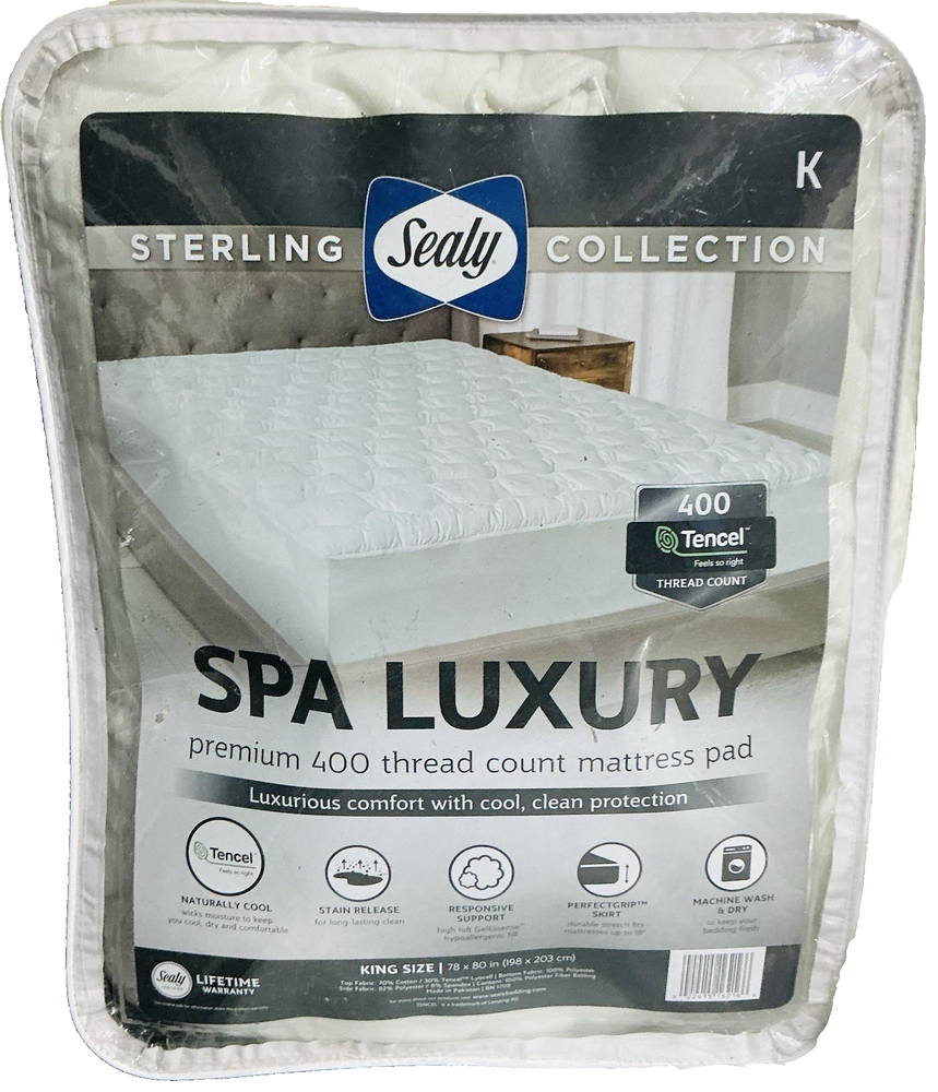 Sealy Sterling Collection Spa Luxury Premium 400 Thread Count Mattress Pad  KING