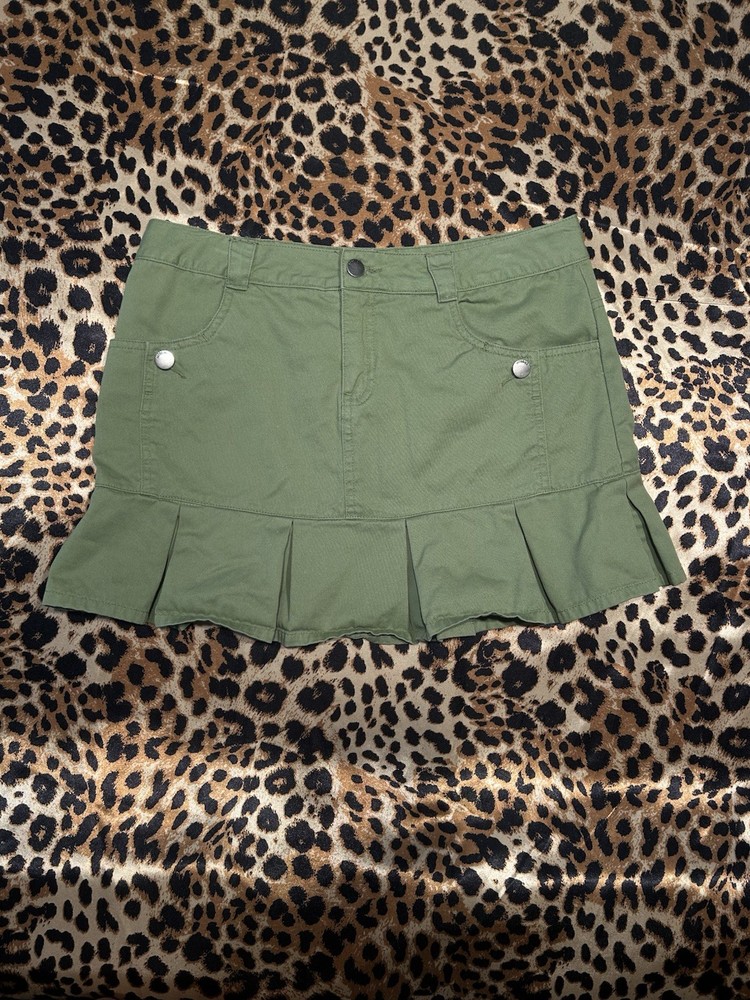 Y2K Mossimo Green Pleated Mini Skirt