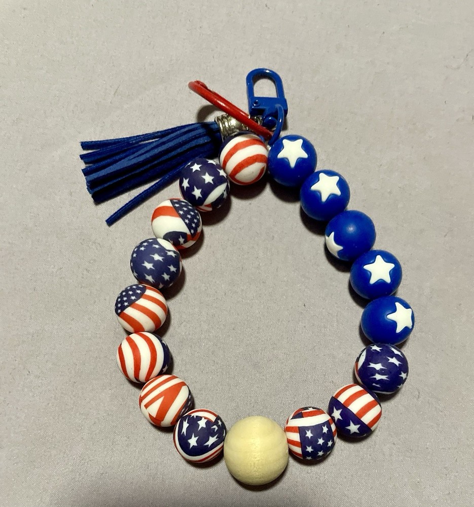 Handmade Americana wristlet keychains sold individually