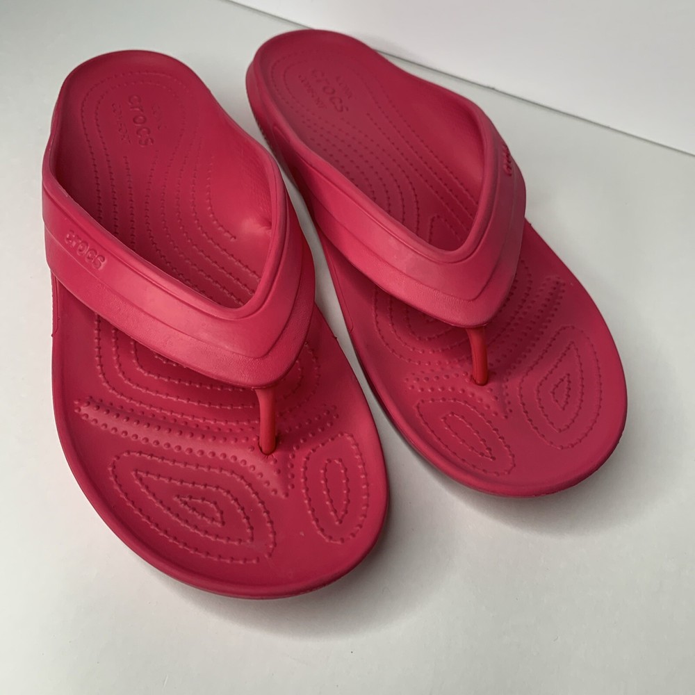 Crocs Iconic Comfort Raspberry Pink Thong Flip Flops Women 11 Men 9 Sandal Kadee
