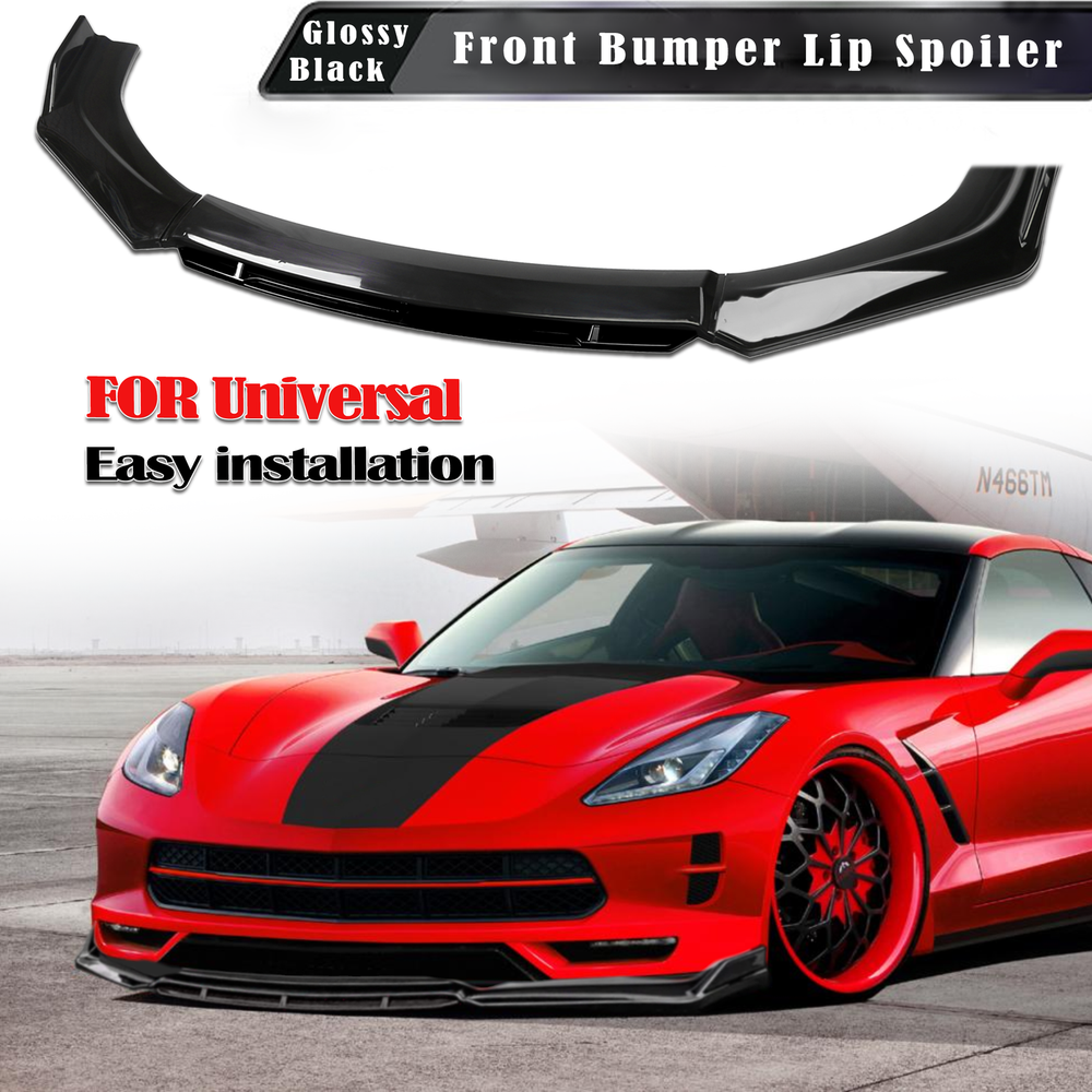 For Chevy Corvette Universal Front Bumper Lip Spoiler Splitter Diffuser Black