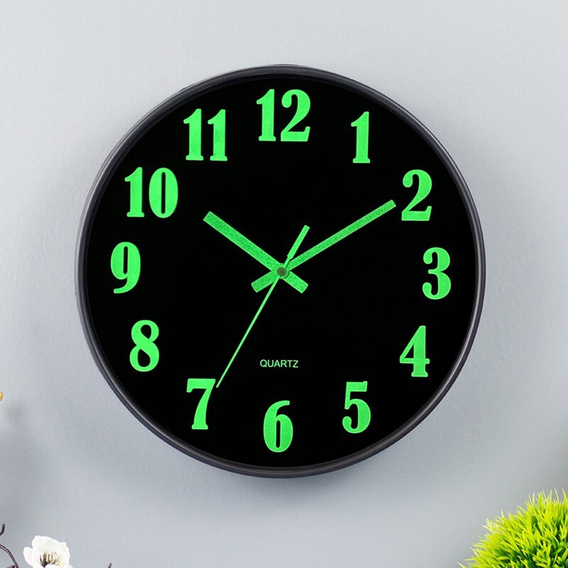 Large Luminous Wall Clock with Glow-in-the-Dark Silent Quartz Movement