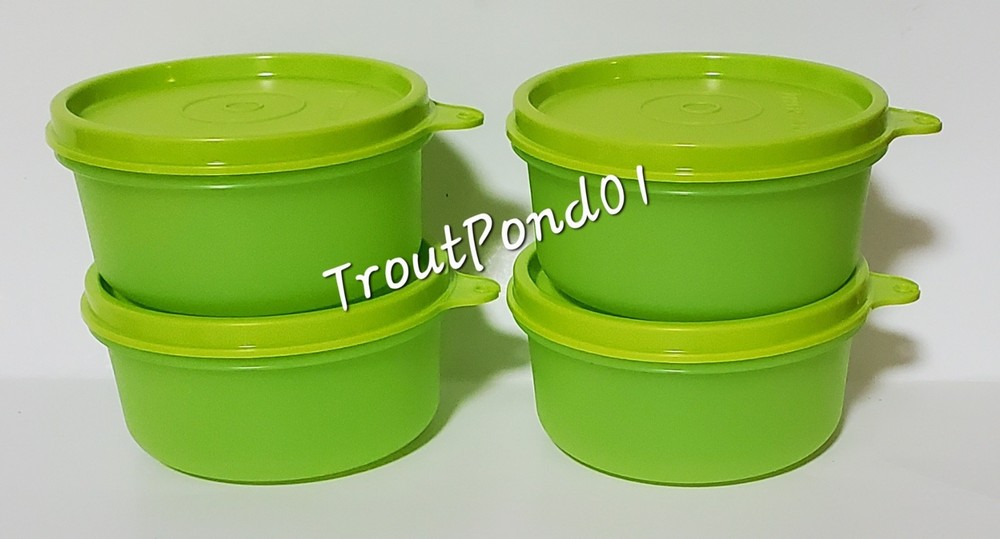 TUPPERWARE Snack Cups Set of 4 Bowls 7 oz Small Serving Dip Dish Lime Green New