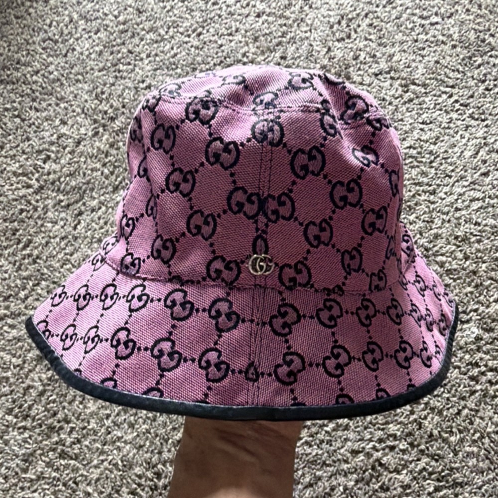 Gucci Pink Logo Wide Brim Bucket Hat for Women Designer Casual Spring Summer