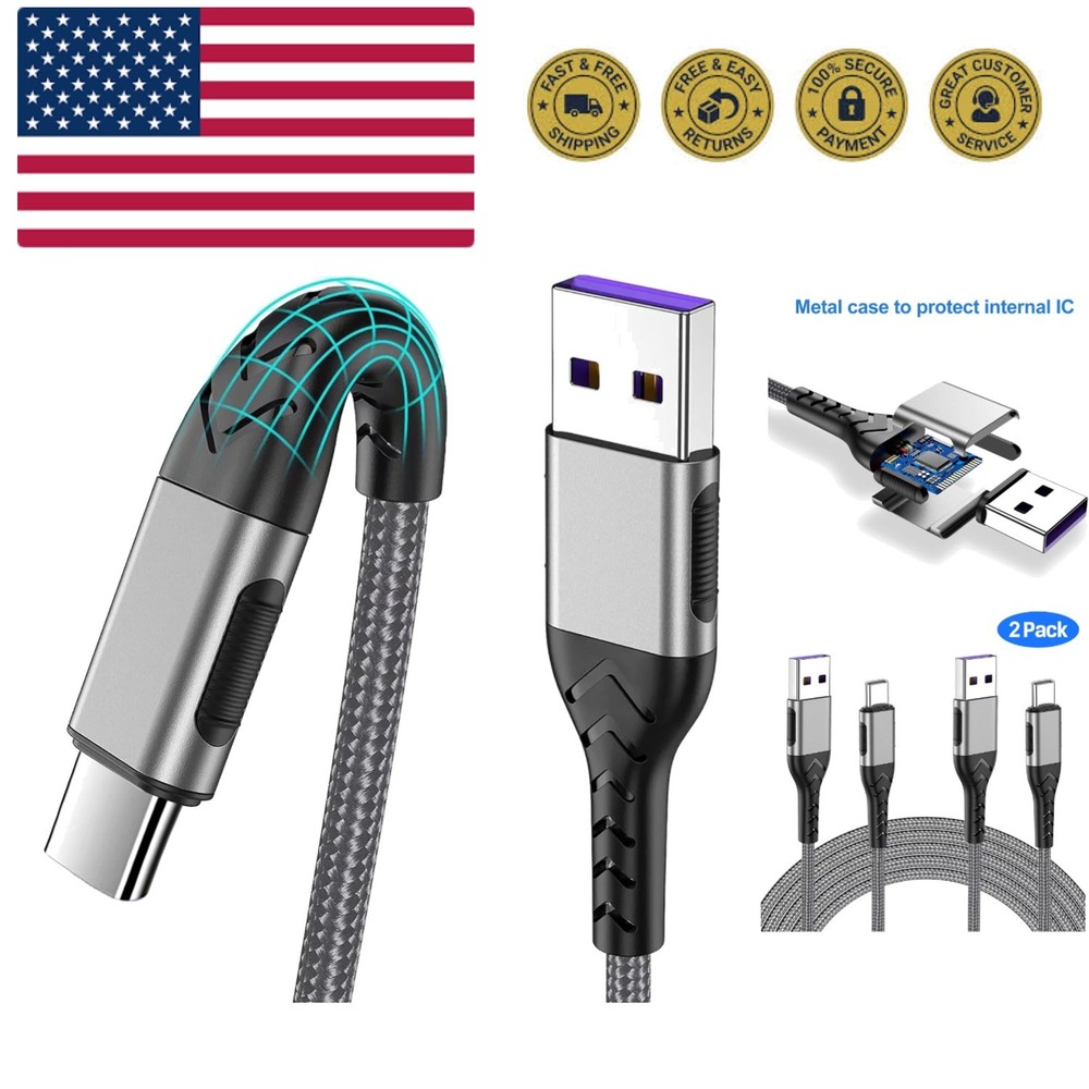 USB C Cable, Upgarded 2Pack 10ft Fast USB Type C Charging Cable for Android/P...