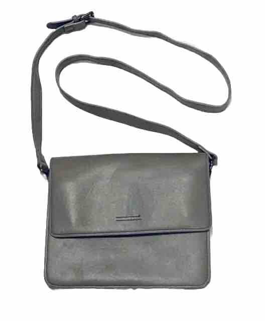 Slim Grey Vegan Leather Crossbody Bag with Multiple Pockets