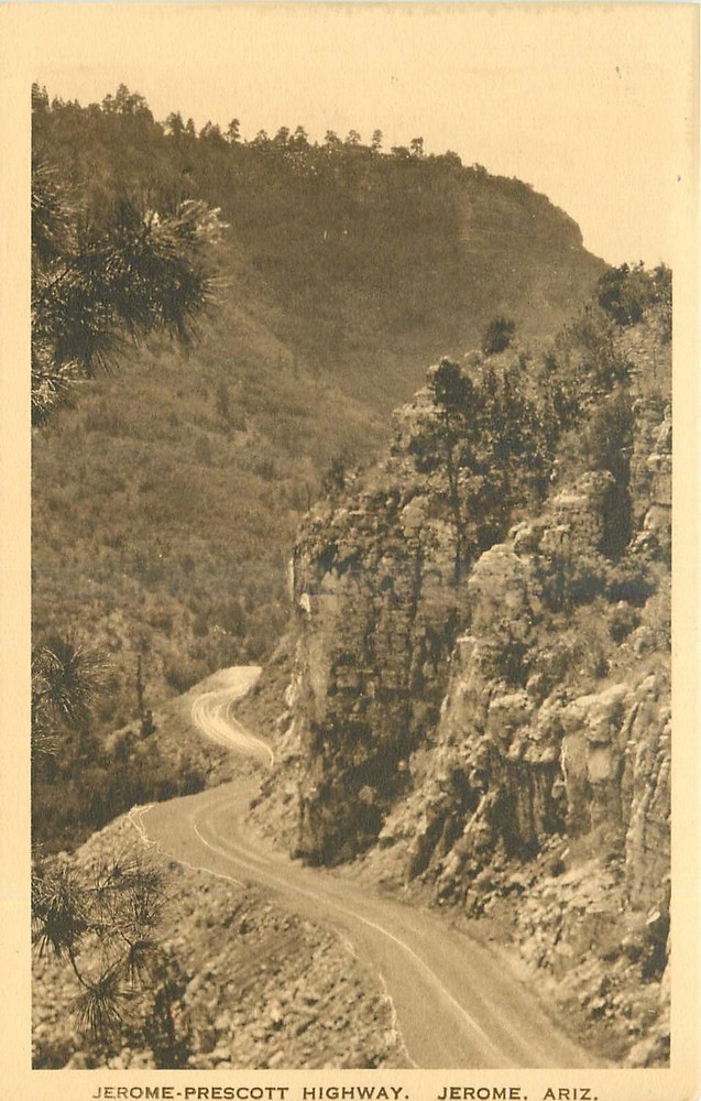 1920s Jerome Arizona Prescott Highway Albertype Postcard 25-5231