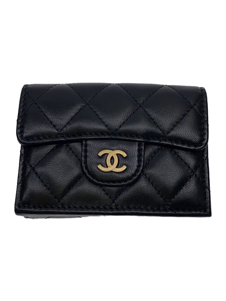 CHANEL Matelassé CC Tri-Fold Compact Wallet in Black Leather Pre-Owned