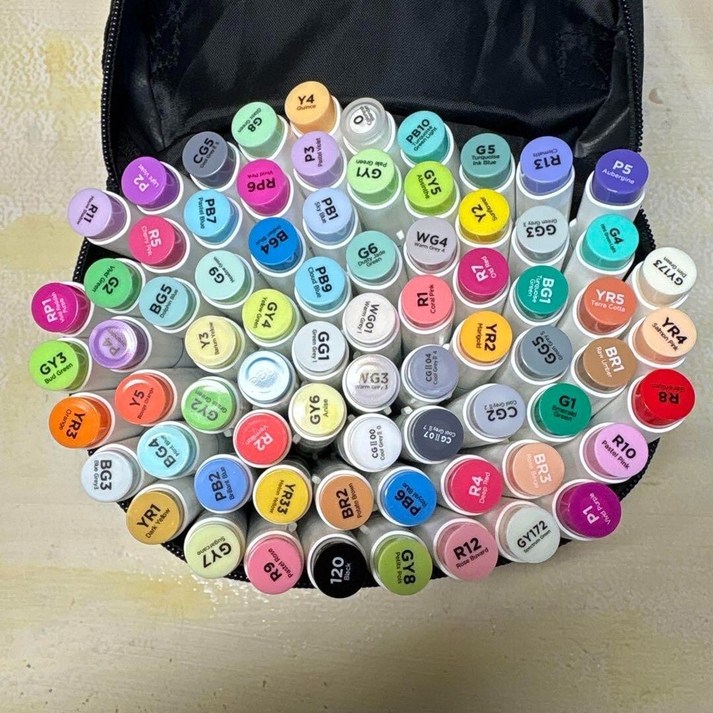 Ohuhu Illustration Marker 80 Color brush ＆ bold Blender Pen With Carrying Case