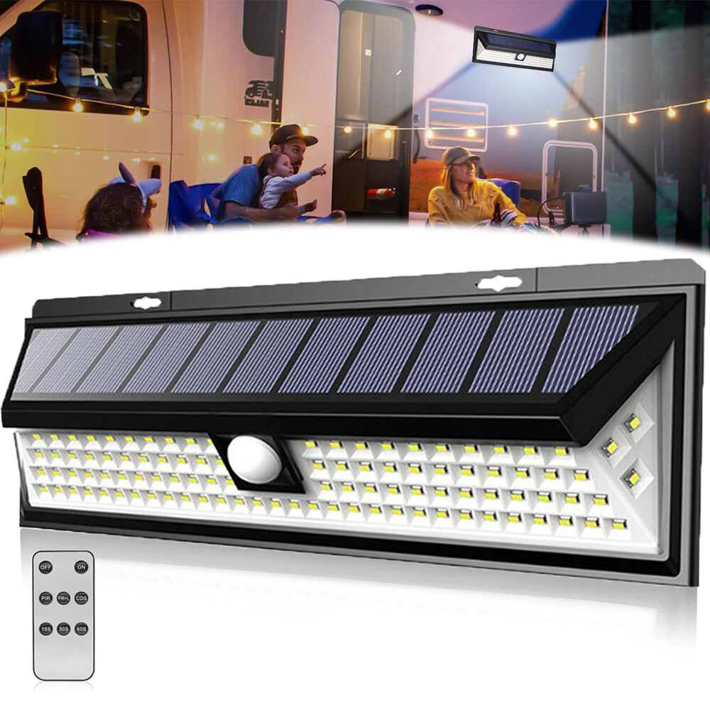 Solar Porch Light 118 LED Motion Sensor Exterior Wall Light with Remote Control