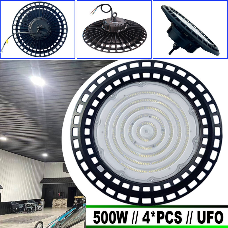 4-Pack 500W UFO LED High Bay Lights for Warehouse & Factory Commercial Use  