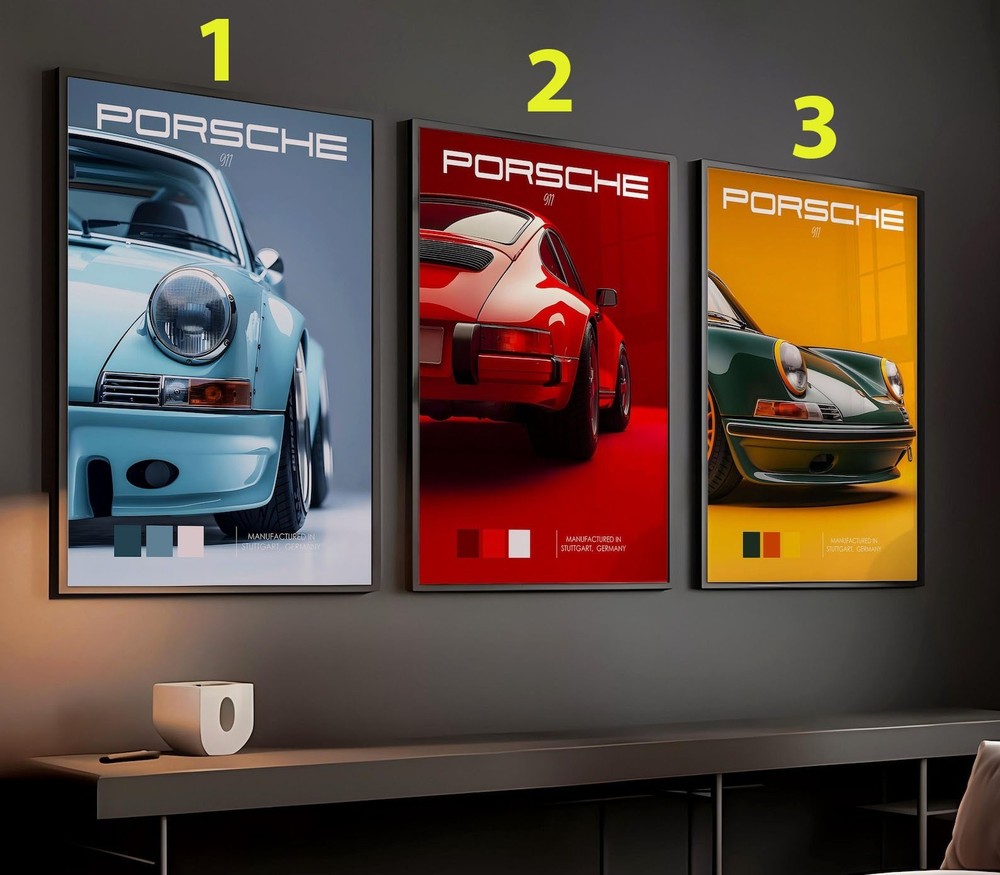 Porsche 911 Classic Color Series Modern Automotive Poster