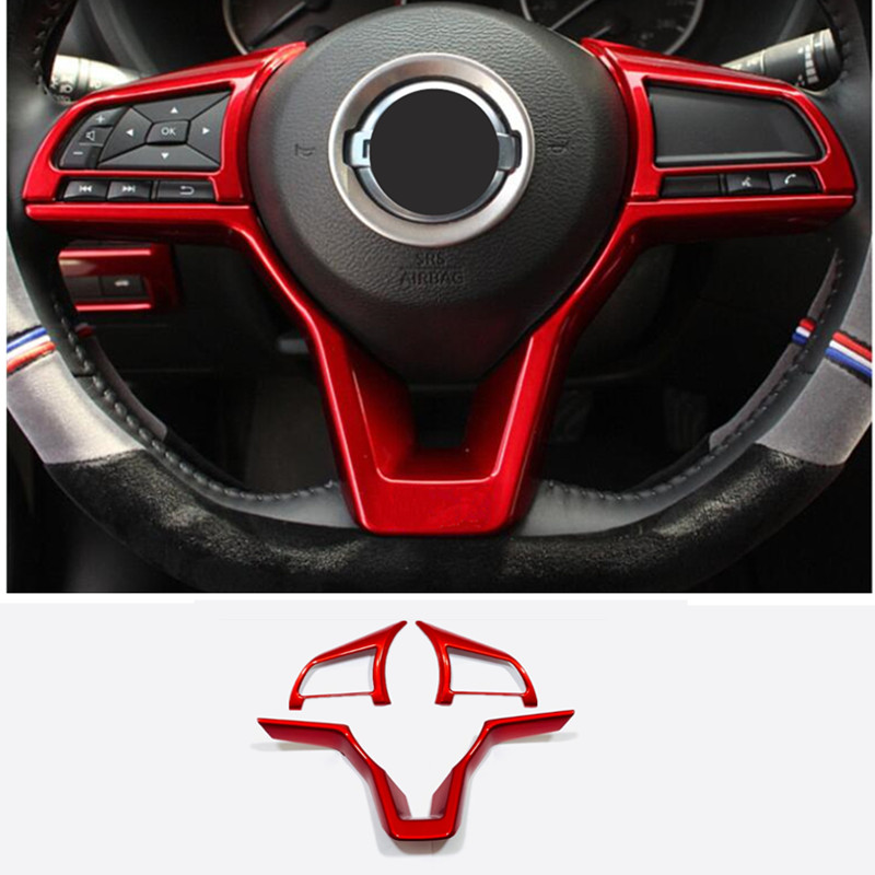 Red internal Steering Wheel Trim 3pcs For Nissan Sentra 2020-2023 Accessories