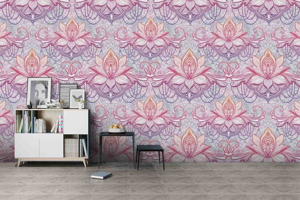 3D Lotus Decoration Pattern Wall Murals Wallpaper Murals Wall Sticker