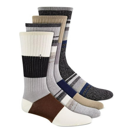 Sun + Stone Mens 4PK Colorblock Crew Socks Brown Size 10-13