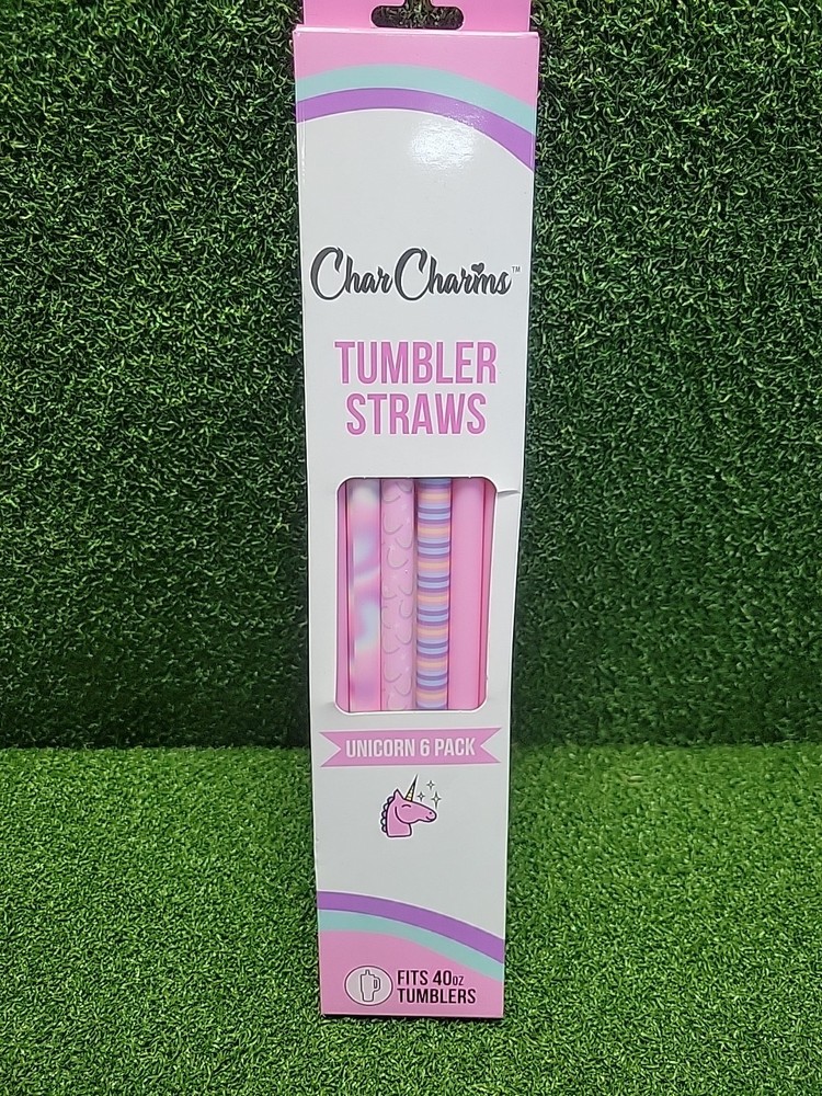 Char Charms Unicorn Tumbler Straws 6 Pack 40oz Reusable