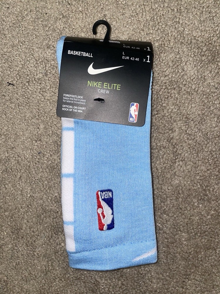 Size Large/8-12m - Nike Elite Dri-Fit NBA Basketball Crew Socks Blue/White