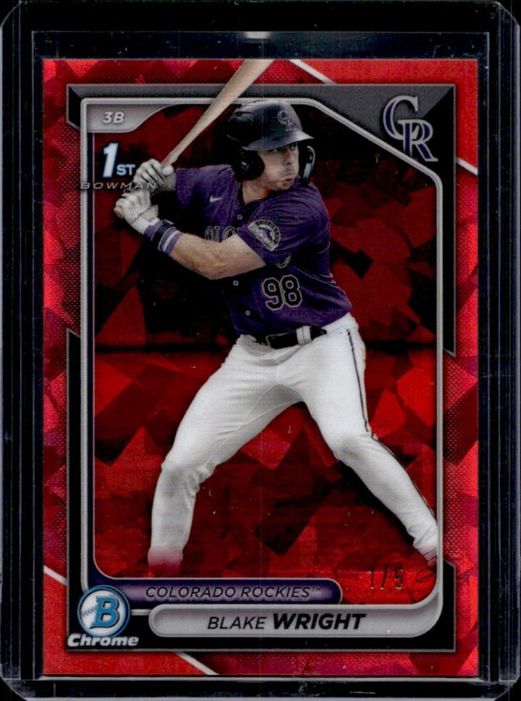 2024 Bowman Draft Sapphire Blake Wright Chrome Red 1st #1/5 Rockies