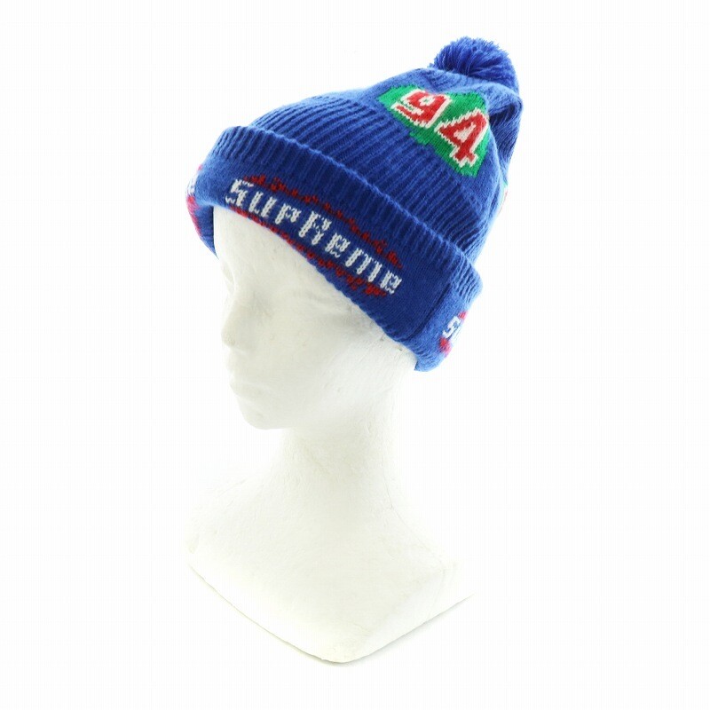 Supreme 17AW Leaf Beanie Knit Hat with Bonbon Logo Blue Blue  GY18  MQ Men s