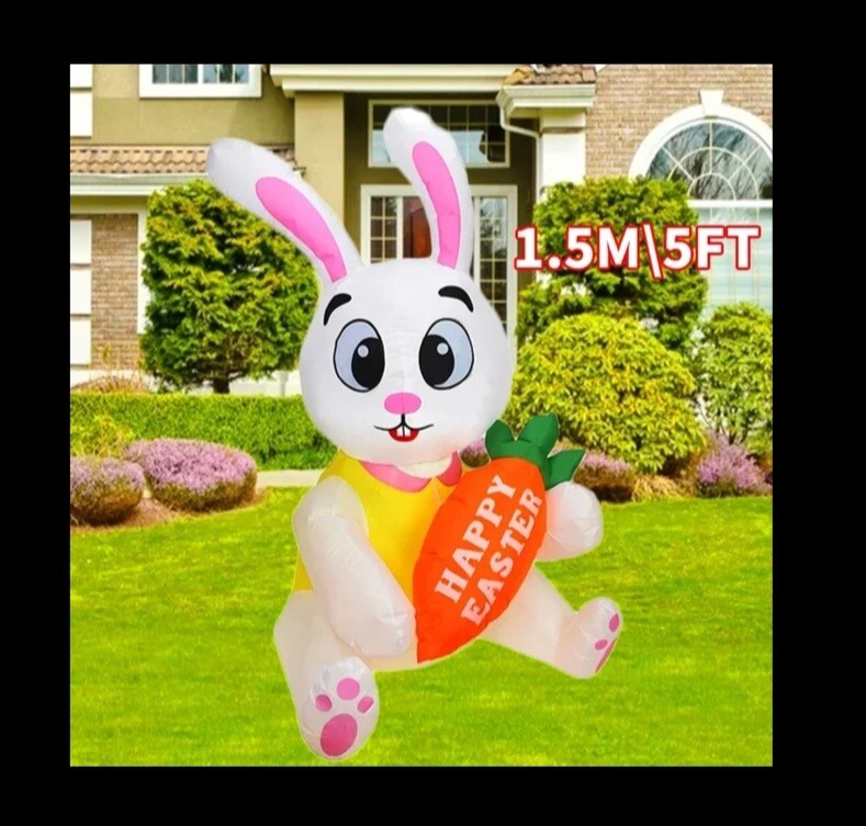 Easter Bunny Decor Inflatable New Pink Orange Bunny