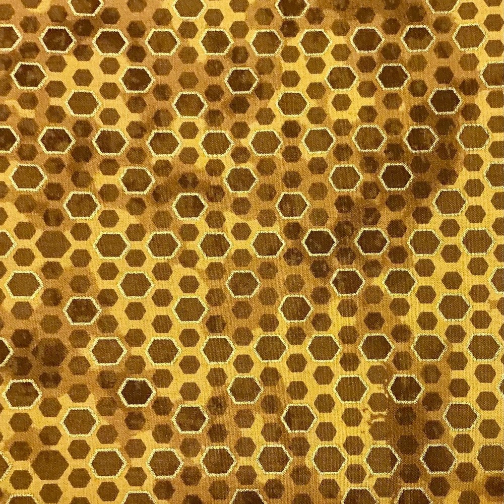 Honeycomb Gold Metallic Keepsake Calico Quilt Cotton Fabric - 1/2 Yard