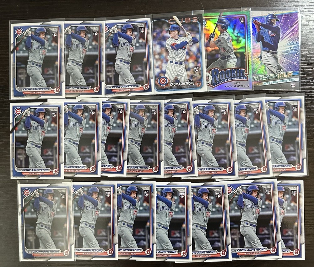 2024 Pete Crow Armstrong RC Lot of 21 Assorted Cubs Rookie Baseball Cards ⚾🔥