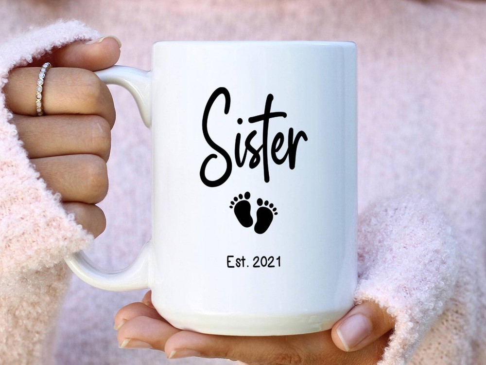 Big Sister Est 2021 Coffee Mug Pregnancy Announcement Coffee Mug Custom Gift To