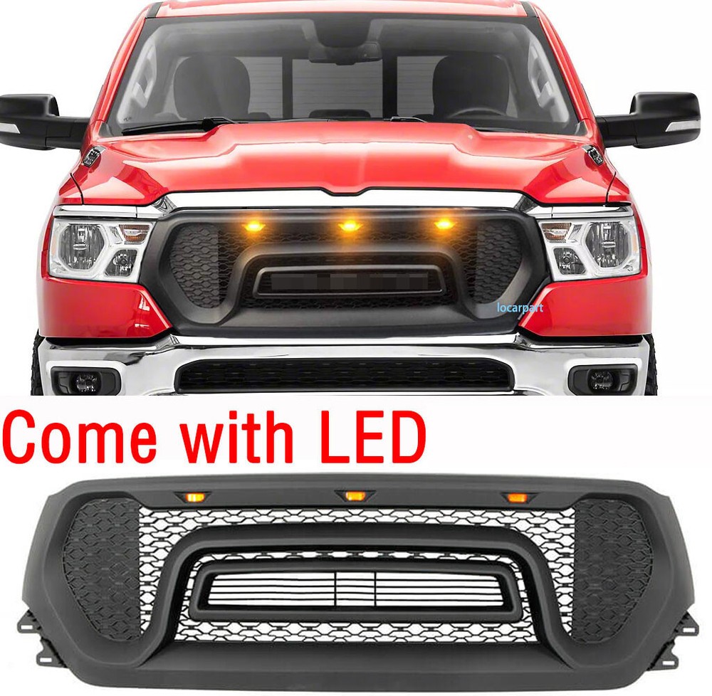 Grill For Dodge Ram 1500 Grill 2019 2020 2021 Upgrade Grille W/Letter+LED Black