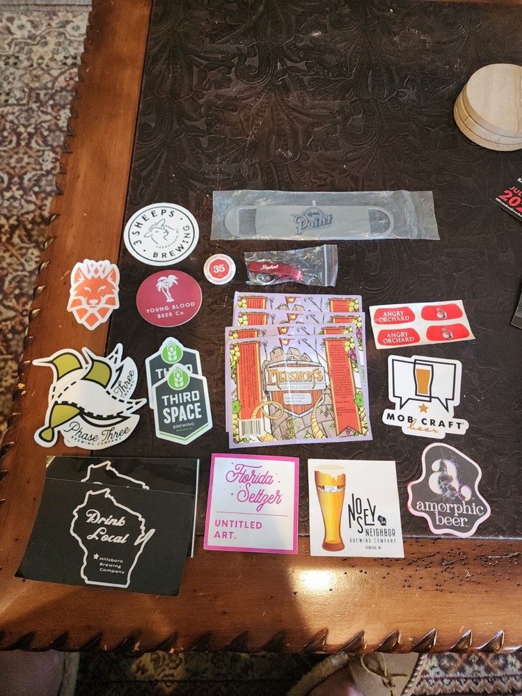 Lot Of 18 Brewery Stickers Beer Craft Brewing Bottle Opener Lapel Pin