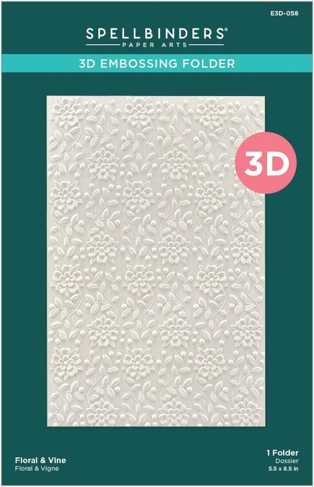 Spellbinders Floral & Vine 3D Embossing Folder, Clear