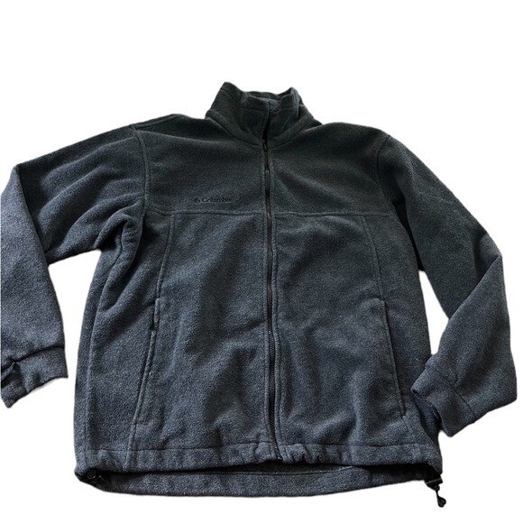 Columbia Mens Dark Grey Fleece Full Zip Mock Neck Jacket Size Medium Interchange