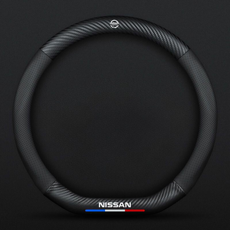 For Nissan Carbon Steering Wheel Cover Breathable Car Accessories 15
