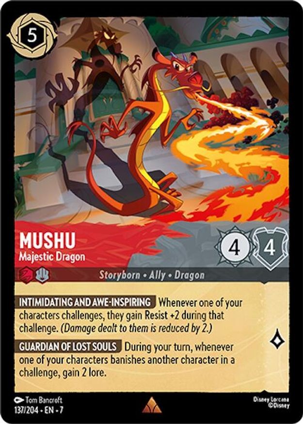 Lorcana Mushu Majestic Dragon 137/222 Ch 07 Archazias Island LP