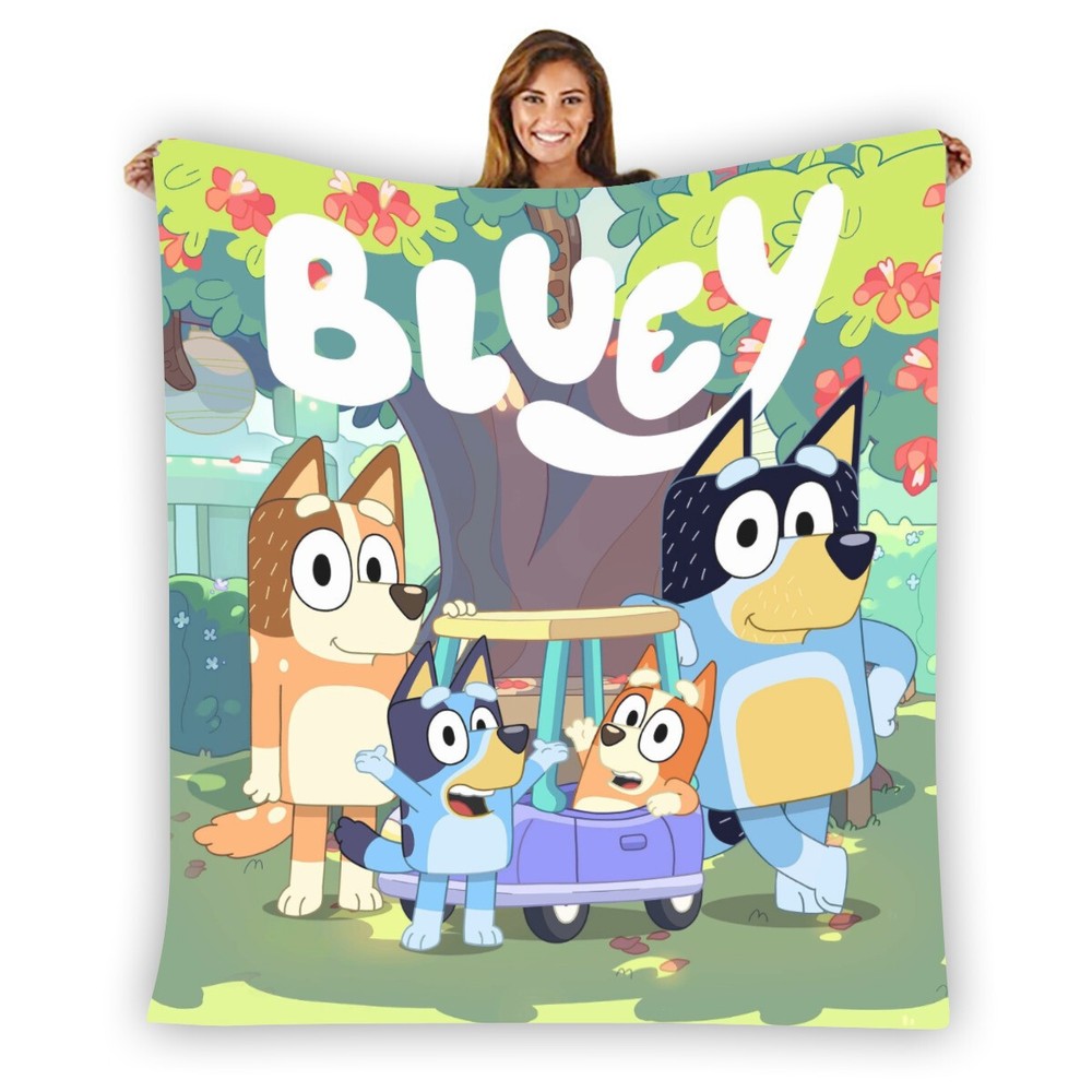 Bluey Family Happy Soft Warm Single-Side Printing Flannel Fleece Blanket