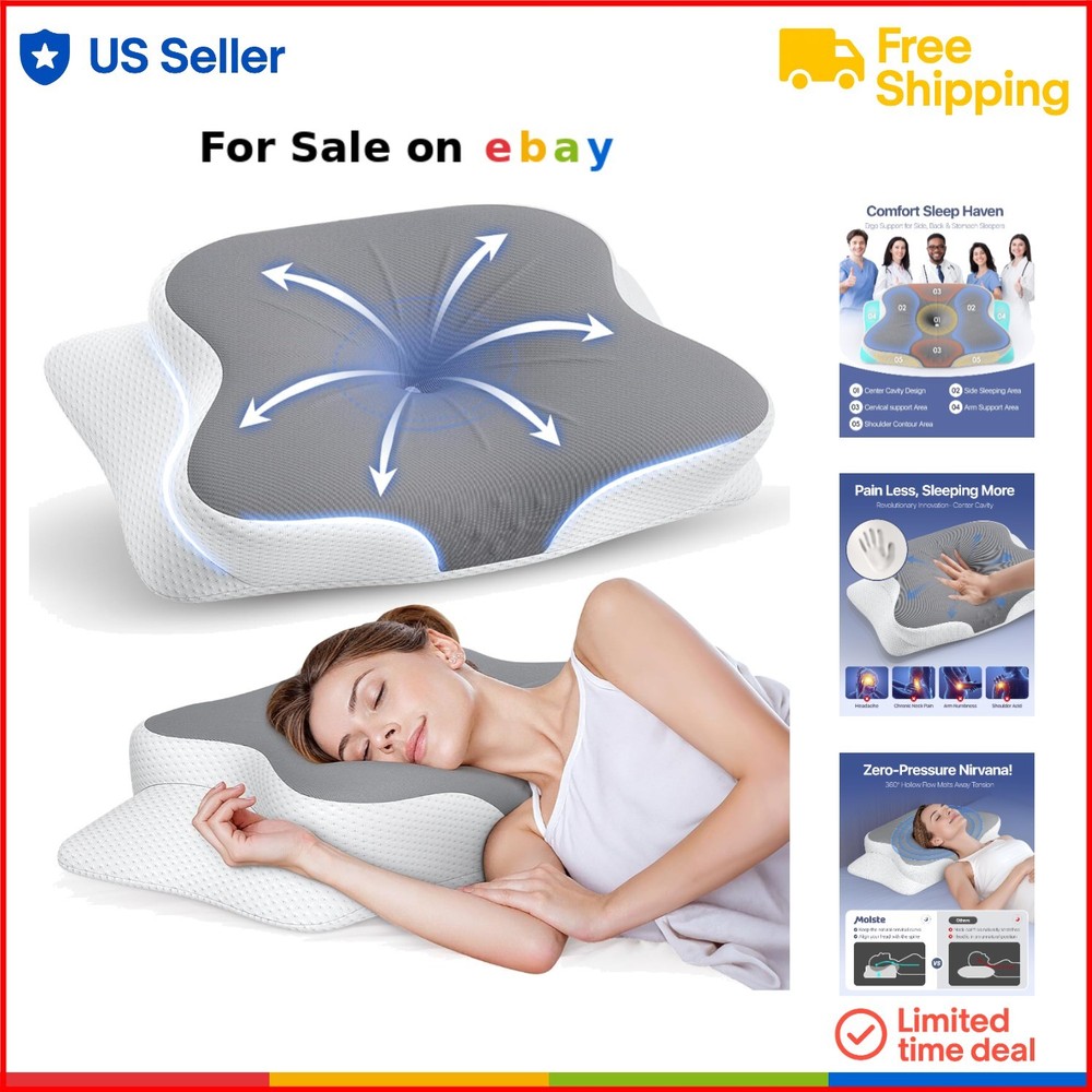 Cervical Pillow Memory Foam Support Neck Pain Relief Sleep Doctor Approved