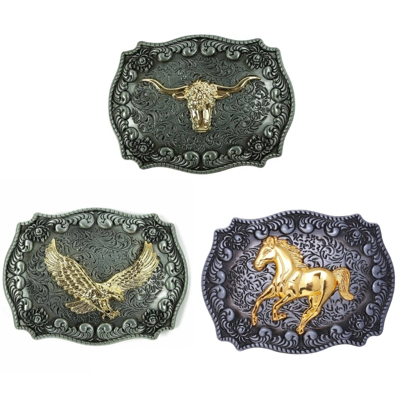 Fashion Western Belt Buckle Cowboy Belt Buckle Metal Buckle for 1.5’’ Belt