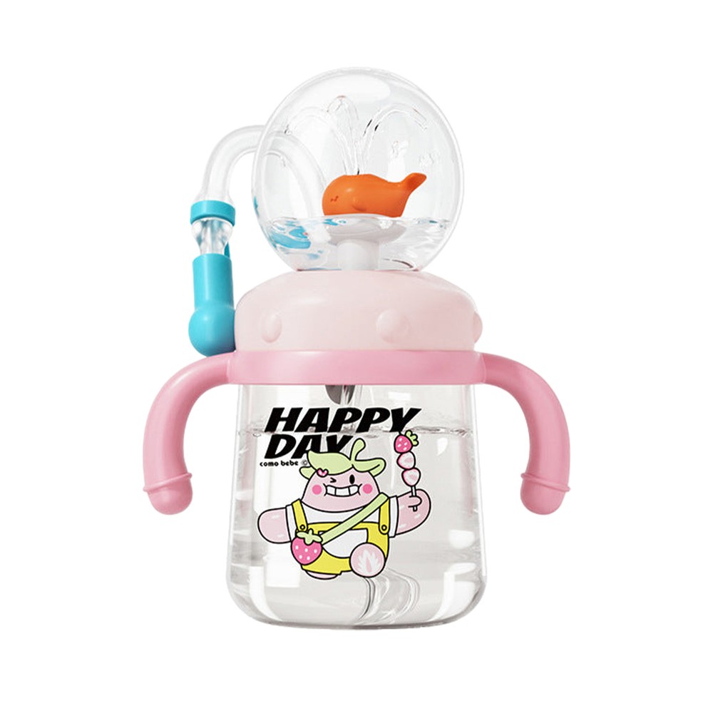 Baby Drinking Cup with Straw Cute Whale Squirt Water Cup 300ML Portable