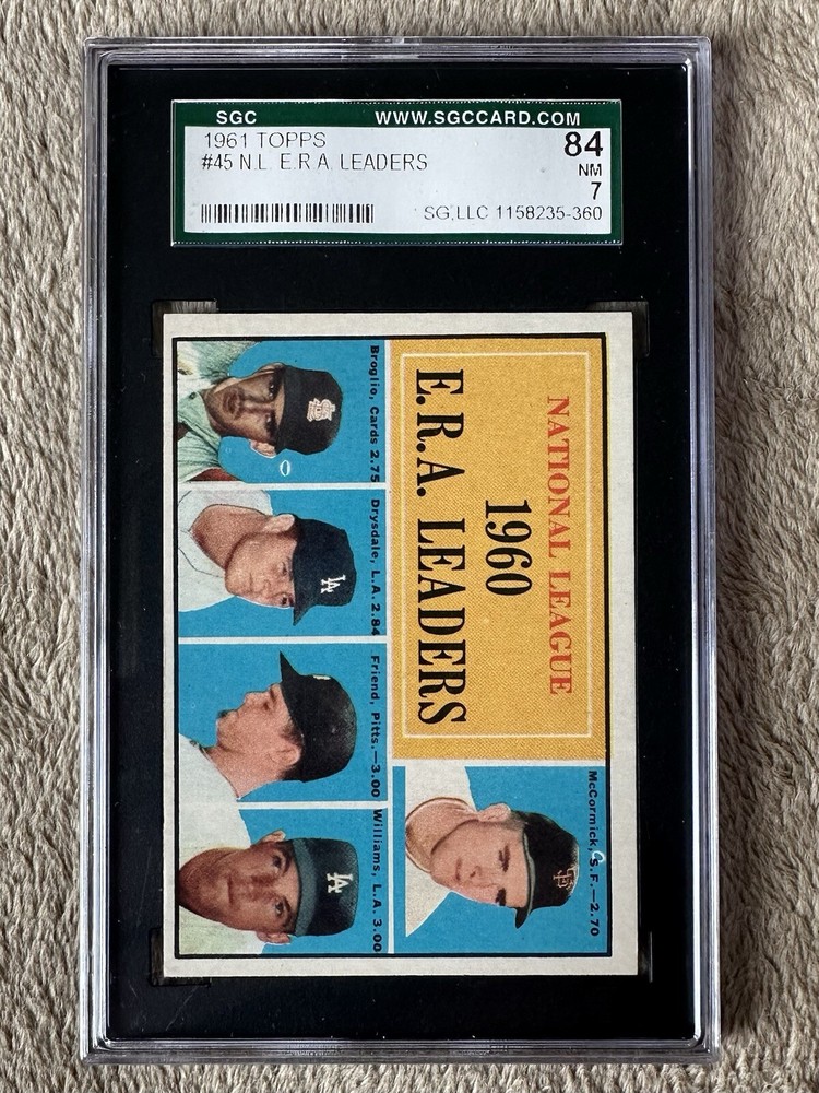 1961 Topps NL ERA Leaders #45 SGC 7 NM Vintage Baseball Card