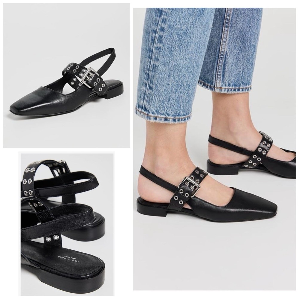 NIB $348 Rag & Bone Astra Slingback Patent Leather Flats Size: 37.5 (US 7.5)