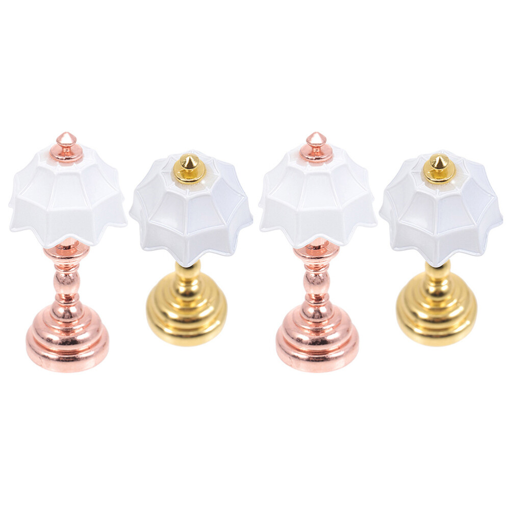 4PCS Miniature Dollhouse Table Lamps for Model Scene Props and Work Desk Decor