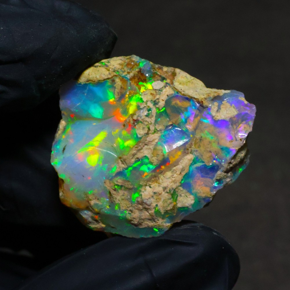 Natural Ethiopian Welo Opal Rough 27.25 Ct Gemstone – Bright Play of Color Fire